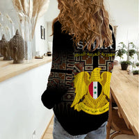 Syria Women Casual Shirt Coat Of Arms Mix Syrian Mosaic - Wonder Print Shop