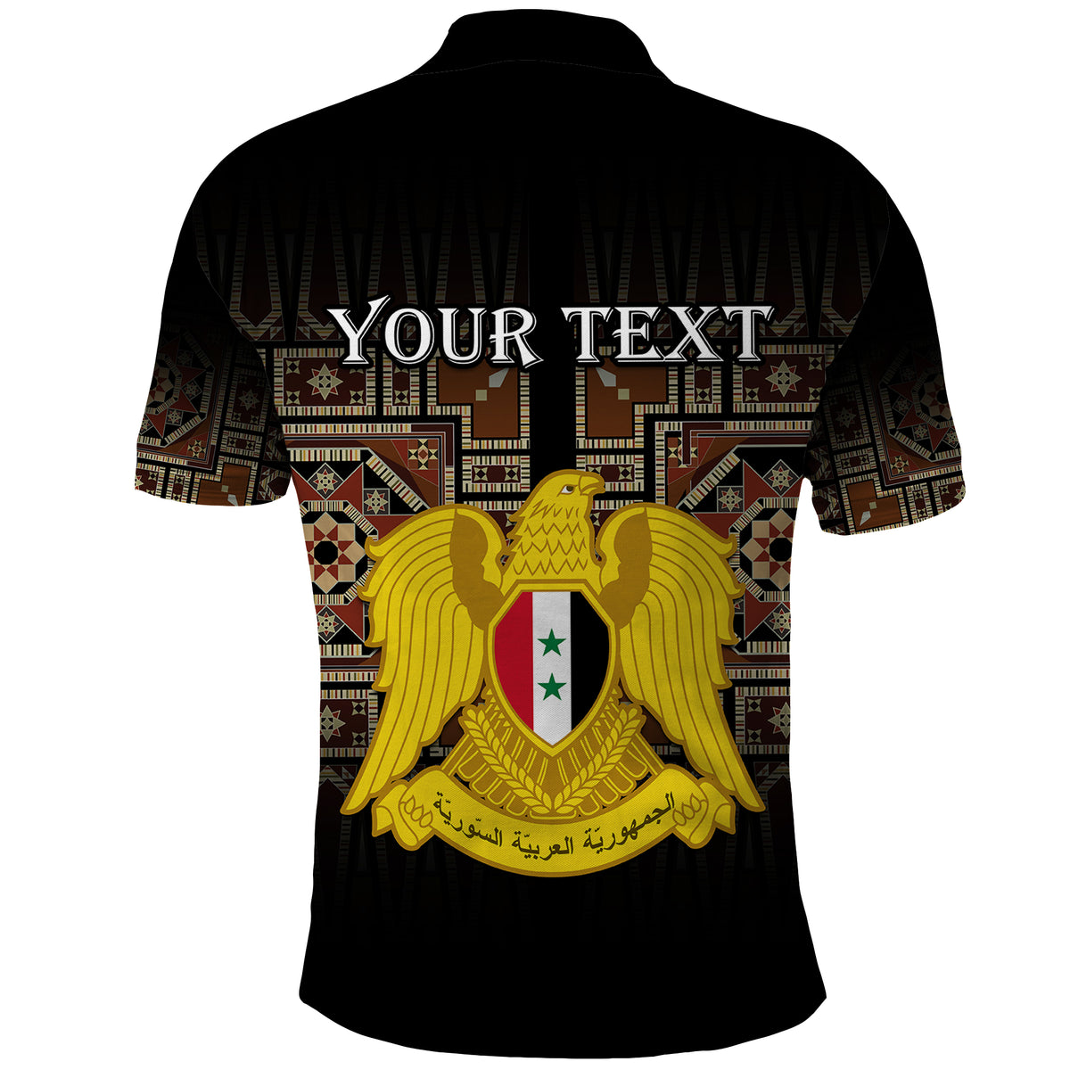 Custom Syria Polo Shirt Coat Of Arms Mix Syrian Mosaic - Wonder Print Shop