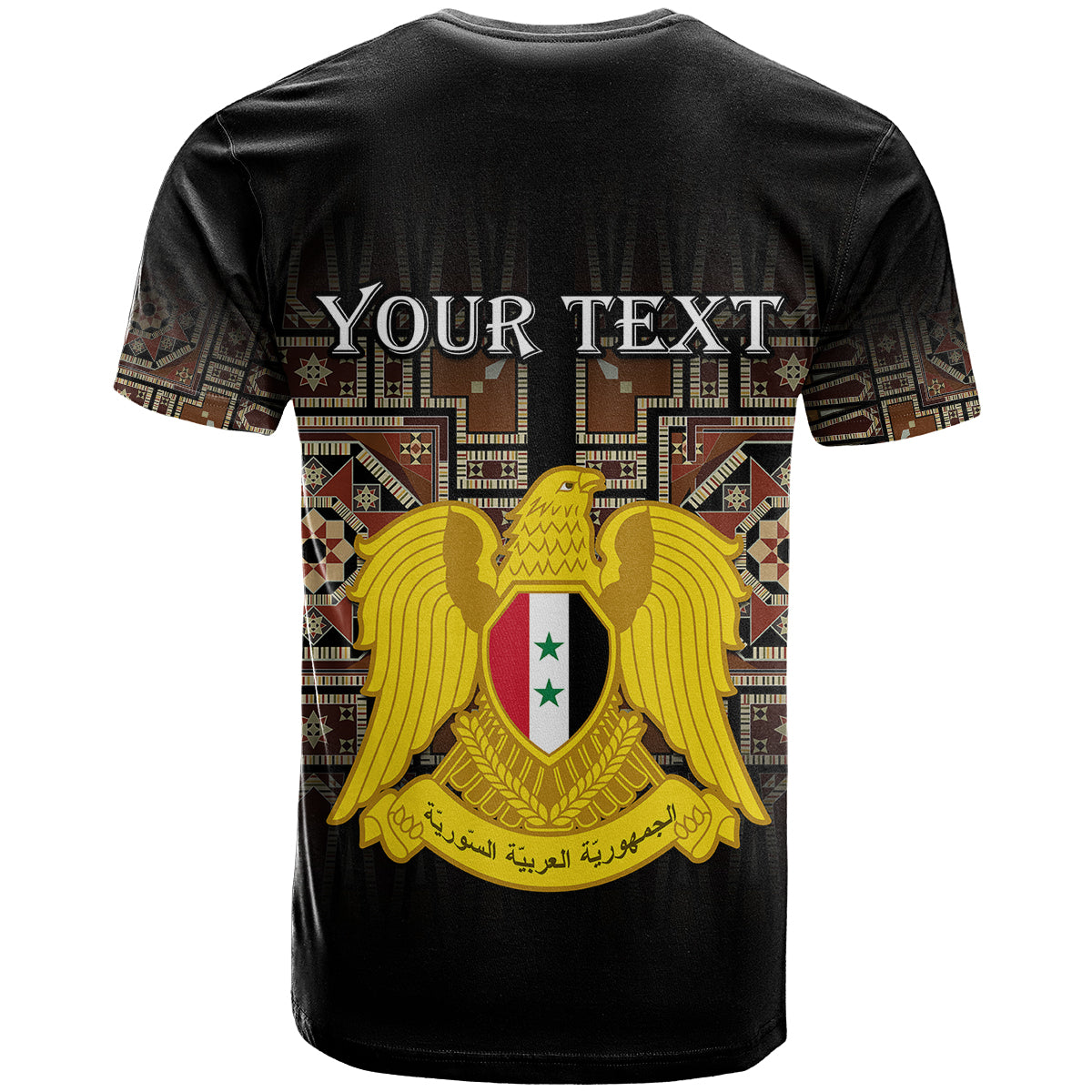 Custom Syria T Shirt Coat Of Arms Mix Syrian Mosaic - Wonder Print Shop