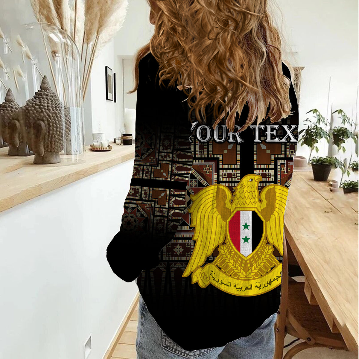 (Custom Personalised) Syria Women Casual Shirt Coat Of Arms Mix Syrian Mosaic - Wonder Print Shop