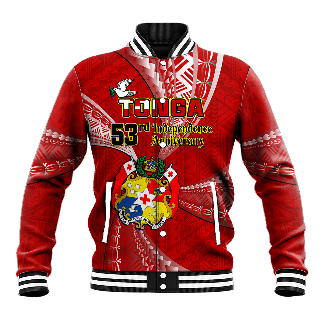 Tonga Baseball Jacket Happy 53rd Independence Anniversary Tongan Pattern - Wonder Print Shop