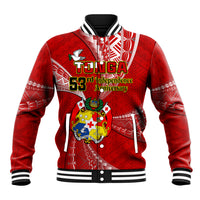 Tonga Baseball Jacket Happy 53rd Independence Anniversary Tongan Pattern - Wonder Print Shop