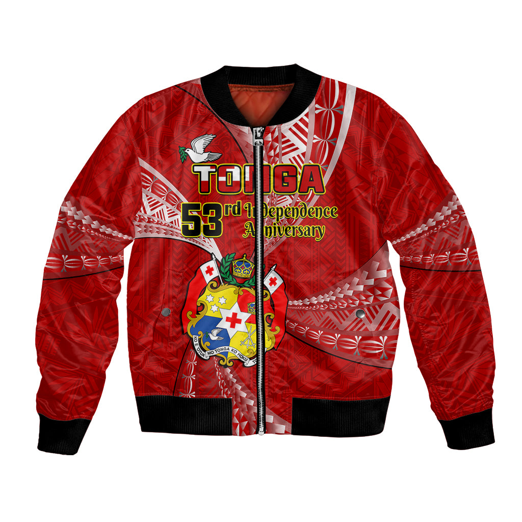 Tonga Bomber Jacket Happy 53rd Independence Anniversary Tongan Pattern - Wonder Print Shop