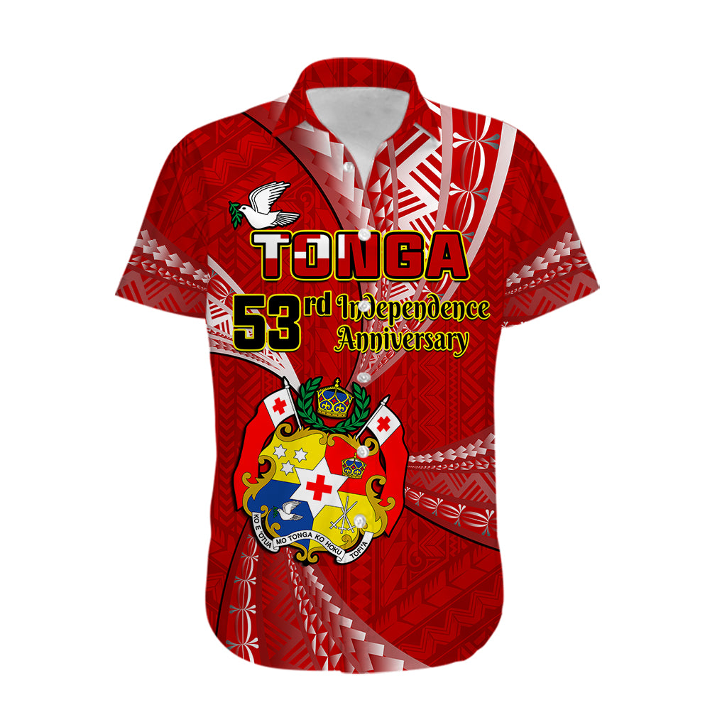 Tonga Hawaiian Shirt Happy 53rd Independence Anniversary Tongan Pattern - Wonder Print Shop