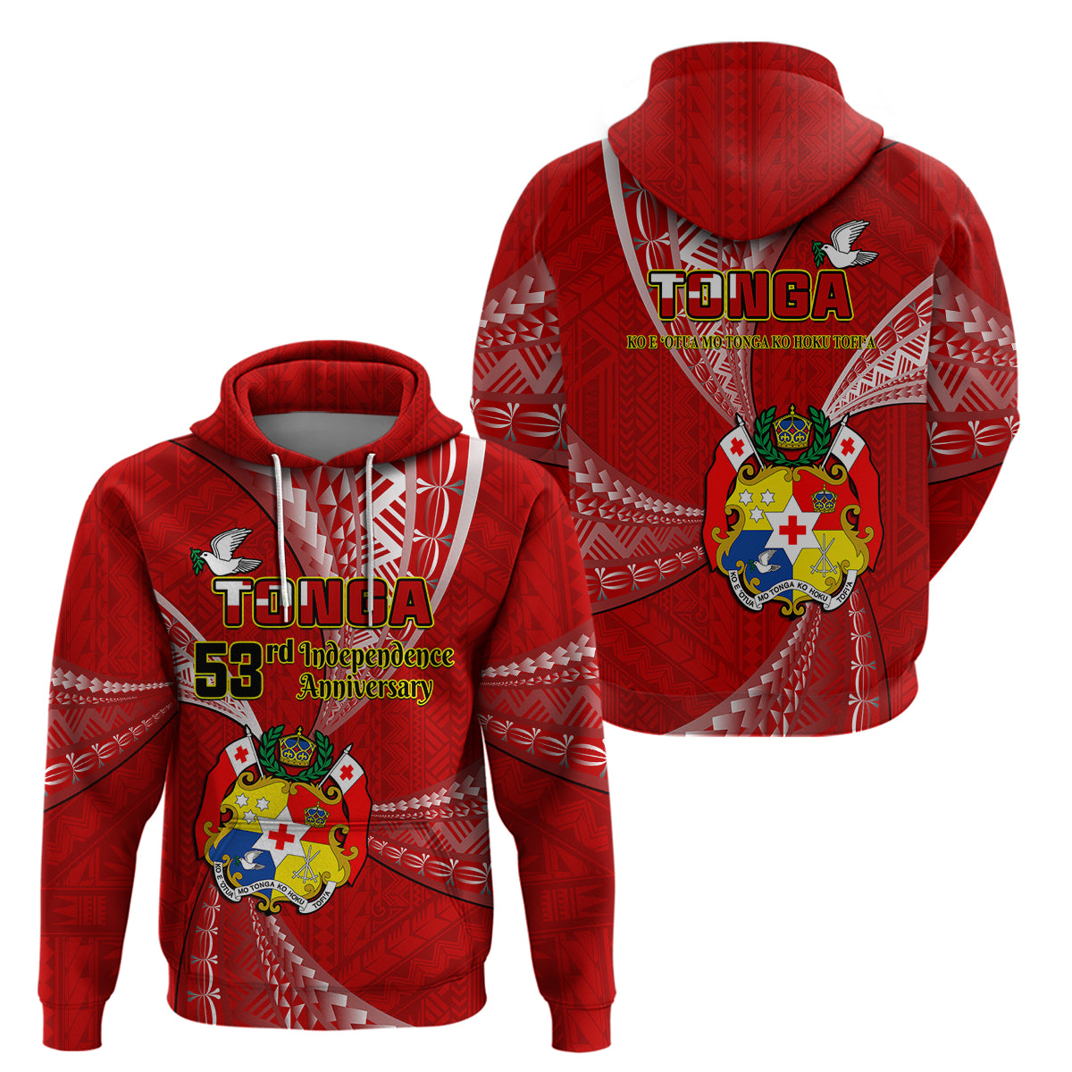 Tonga Hoodie Happy 53rd Independence Anniversary Tongan Pattern - Wonder Print Shop