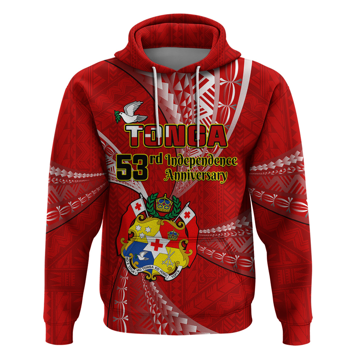 Tonga Hoodie Happy 53rd Independence Anniversary Tongan Pattern - Wonder Print Shop