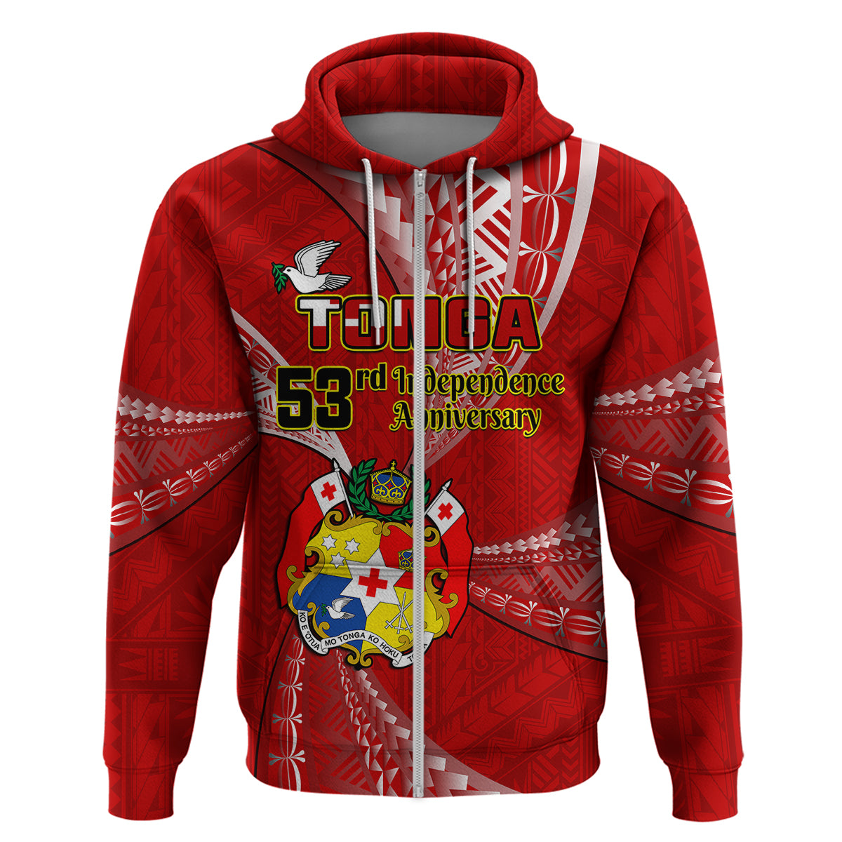 Tonga Hoodie Happy 53rd Independence Anniversary Tongan Pattern - Wonder Print Shop