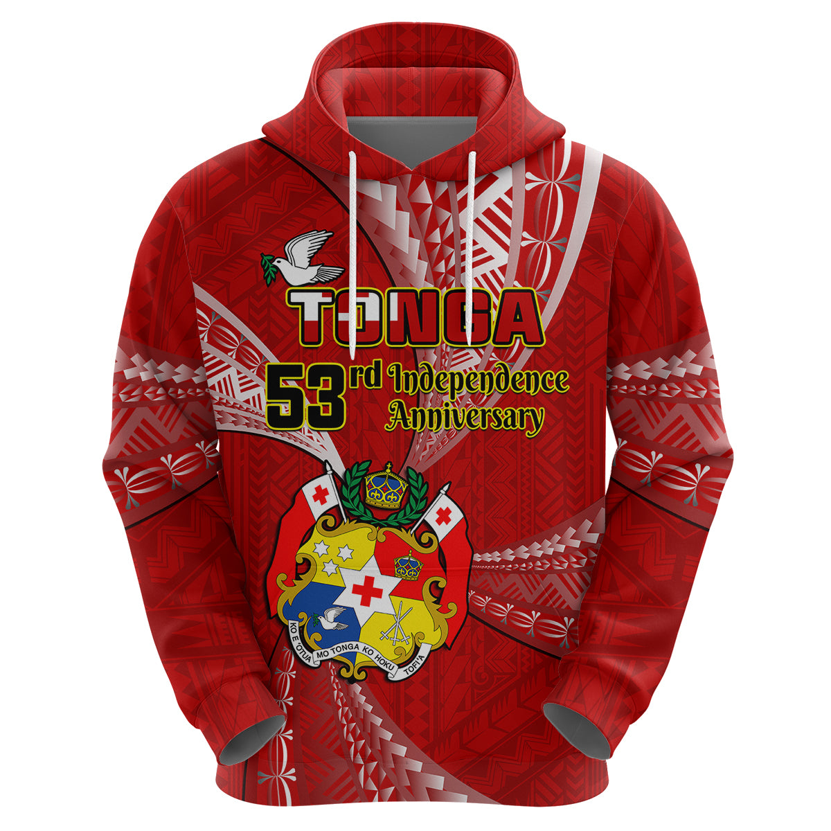Tonga Hoodie Happy 53rd Independence Anniversary Tongan Pattern - Wonder Print Shop