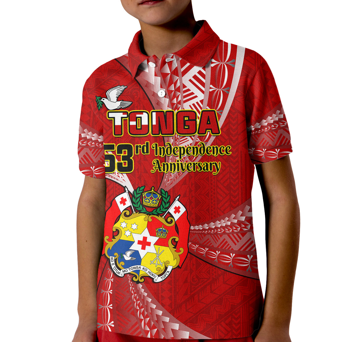 Tonga Polo Shirt for Kid Happy 53rd Independence Anniversary Tongan Pattern - Wonder Print Shop