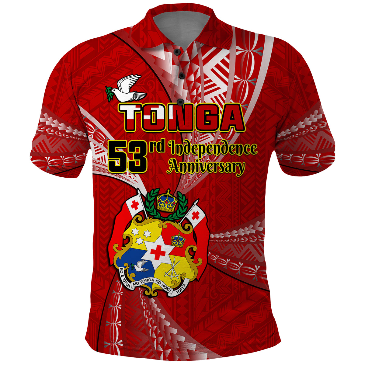 Tonga Polo Shirt Happy 53rd Independence Anniversary Tongan Pattern - Wonder Print Shop
