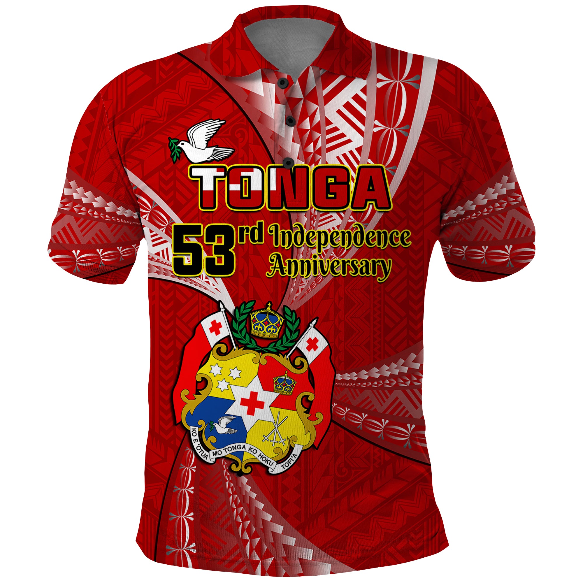 Tonga Polo Shirt Happy 53rd Independence Anniversary Tongan Pattern - Wonder Print Shop
