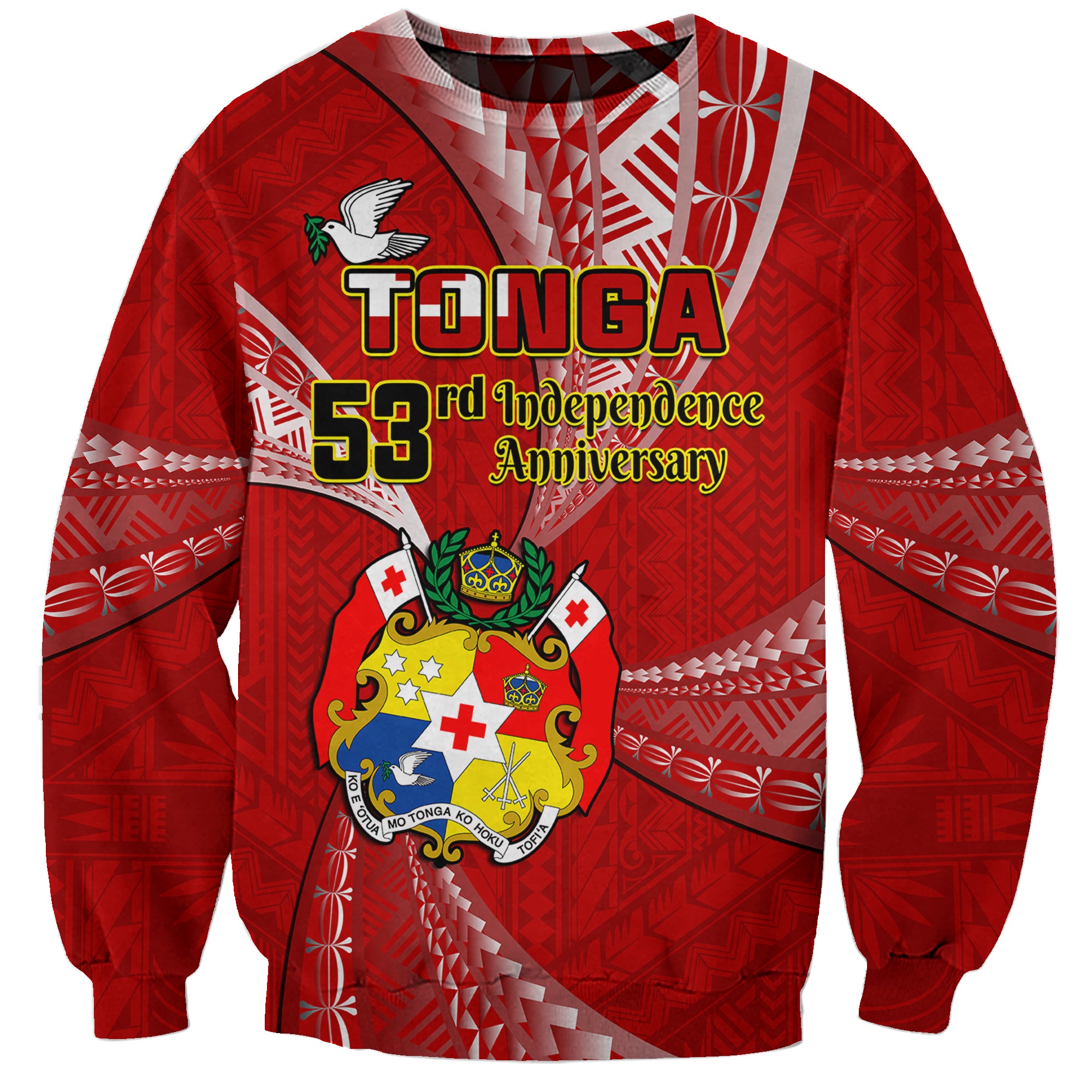 Tonga Sweatshirt Happy 53rd Independence Anniversary Tongan Pattern - Wonder Print Shop