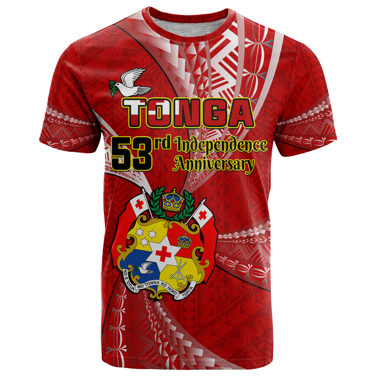 Tonga T Shirt Happy 53rd Independence Anniversary Tongan Pattern - Wonder Print Shop