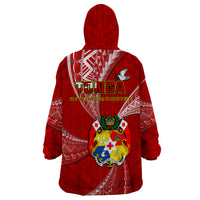 Tonga Wearable Blanket Hoodie Happy 53rd Independence Anniversary Tongan Pattern - Wonder Print Shop