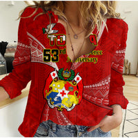 Tonga Women Casual Shirt Happy 53rd Independence Anniversary Tongan Pattern - Wonder Print Shop