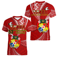 Tonga Women V Neck T Shirt Happy 53rd Independence Anniversary Tongan Pattern - Wonder Print Shop
