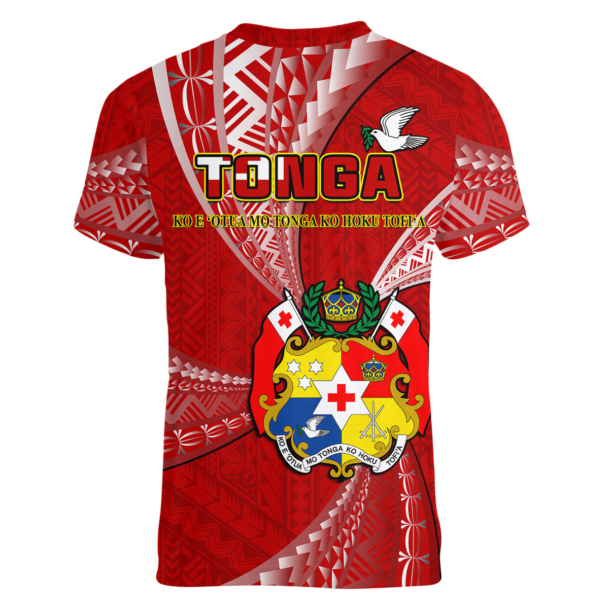 Tonga Women V Neck T Shirt Happy 53rd Independence Anniversary Tongan Pattern - Wonder Print Shop