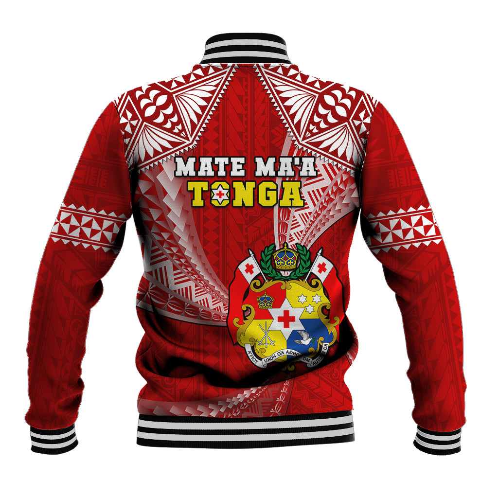 Tonga Rugby Baseball Jacket Mate Maa Tonga Pacific Tongan Ngatu - Wonder Print Shop