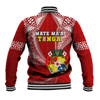 Tonga Rugby Baseball Jacket Mate Maa Tonga Pacific Tongan Ngatu - Wonder Print Shop