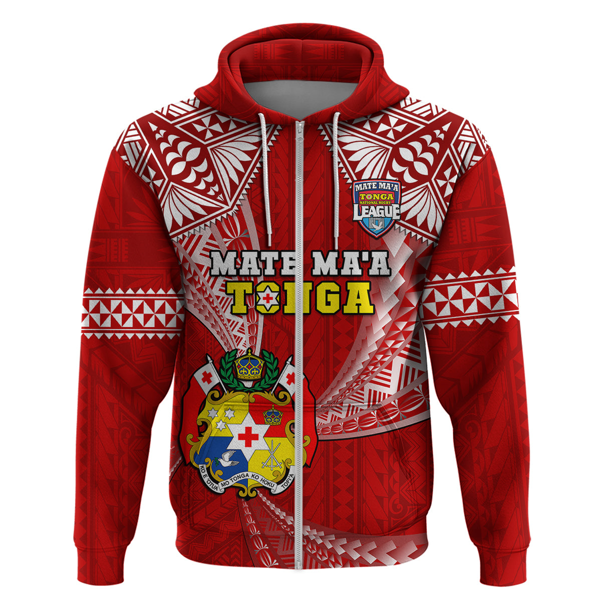 Tonga Rugby Hoodie Mate Maa Tonga Pacific Tongan Ngatu - Wonder Print Shop