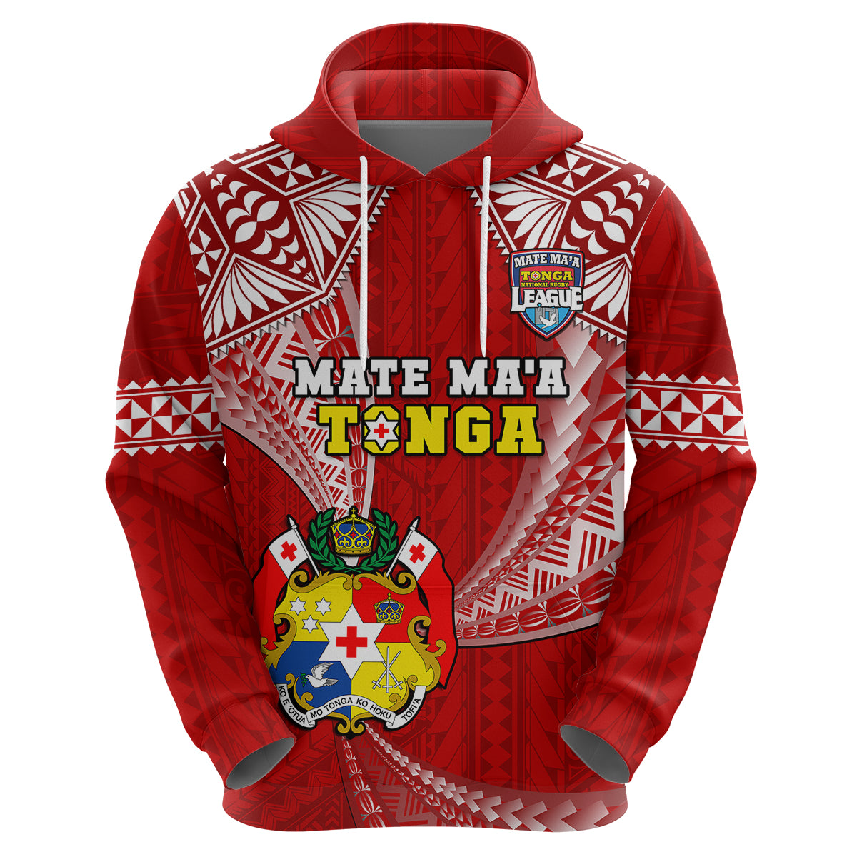 Tonga Rugby Hoodie Mate Maa Tonga Pacific Tongan Ngatu - Wonder Print Shop