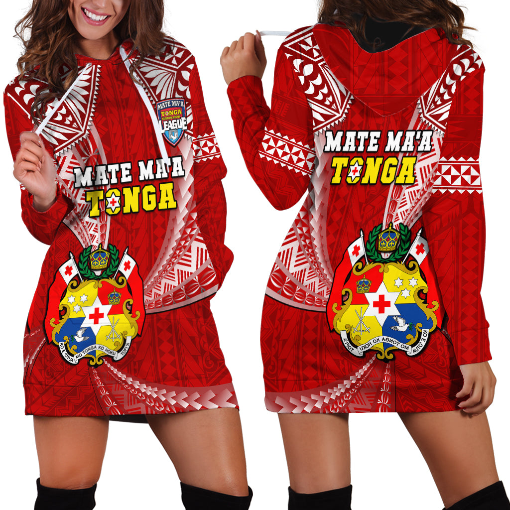 Tonga Rugby Hoodie Dress Mate Maa Tonga Pacific Tongan Ngatu - Wonder Print Shop