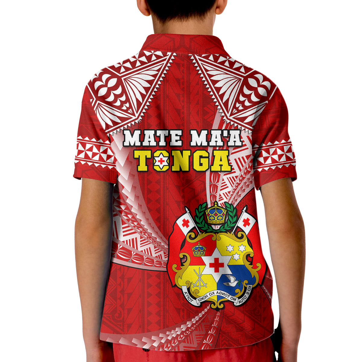 Tonga Rugby Polo Shirt for Kid Mate Maa Tonga Pacific Tongan Ngatu - Wonder Print Shop