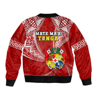 Tonga Rugby Sleeve Zip Bomber Jacket Mate Maa Tonga Pacific Tongan Ngatu - Wonder Print Shop