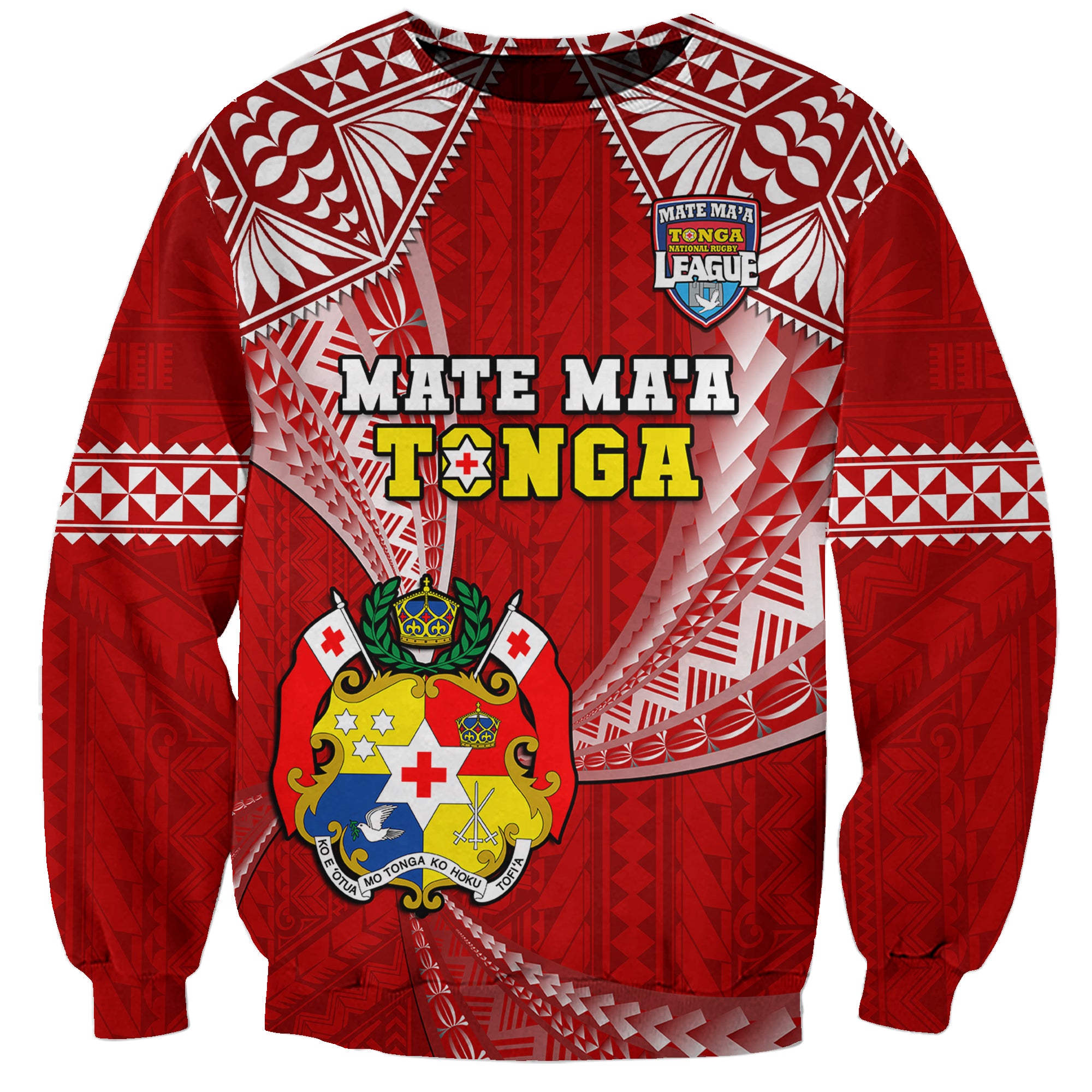 Tonga Rugby Sweatshirt Mate Maa Tonga Pacific Tongan Ngatu - Wonder Print Shop