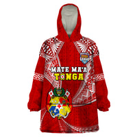 Tonga Rugby Wearable Blanket Hoodie Mate Maa Tonga Pacific Tongan Ngatu - Wonder Print Shop