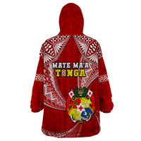 Tonga Rugby Wearable Blanket Hoodie Mate Maa Tonga Pacific Tongan Ngatu - Wonder Print Shop