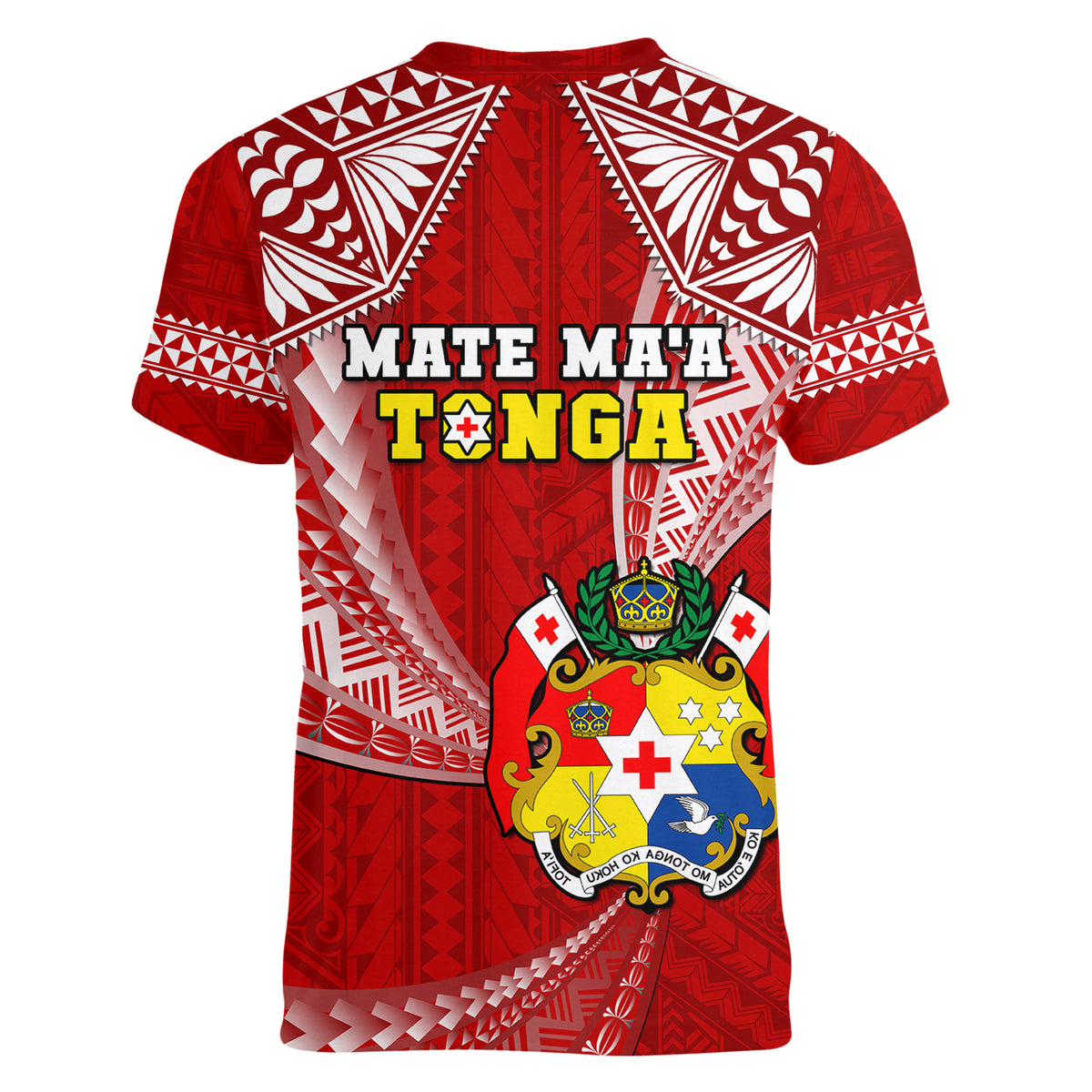 Tonga Rugby Women V Neck T Shirt Mate Maa Tonga Pacific Tongan Ngatu - Wonder Print Shop