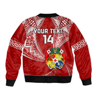 (Custom Text And Number) Tonga Rugby Bomber Jacket Mate Maa Tonga Pacific Tongan Ngatu - Wonder Print Shop