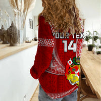 (Custom Text And Number) Tonga Rugby Women Casual Shirt Mate Maa Tonga Pacific Tongan Ngatu - Wonder Print Shop