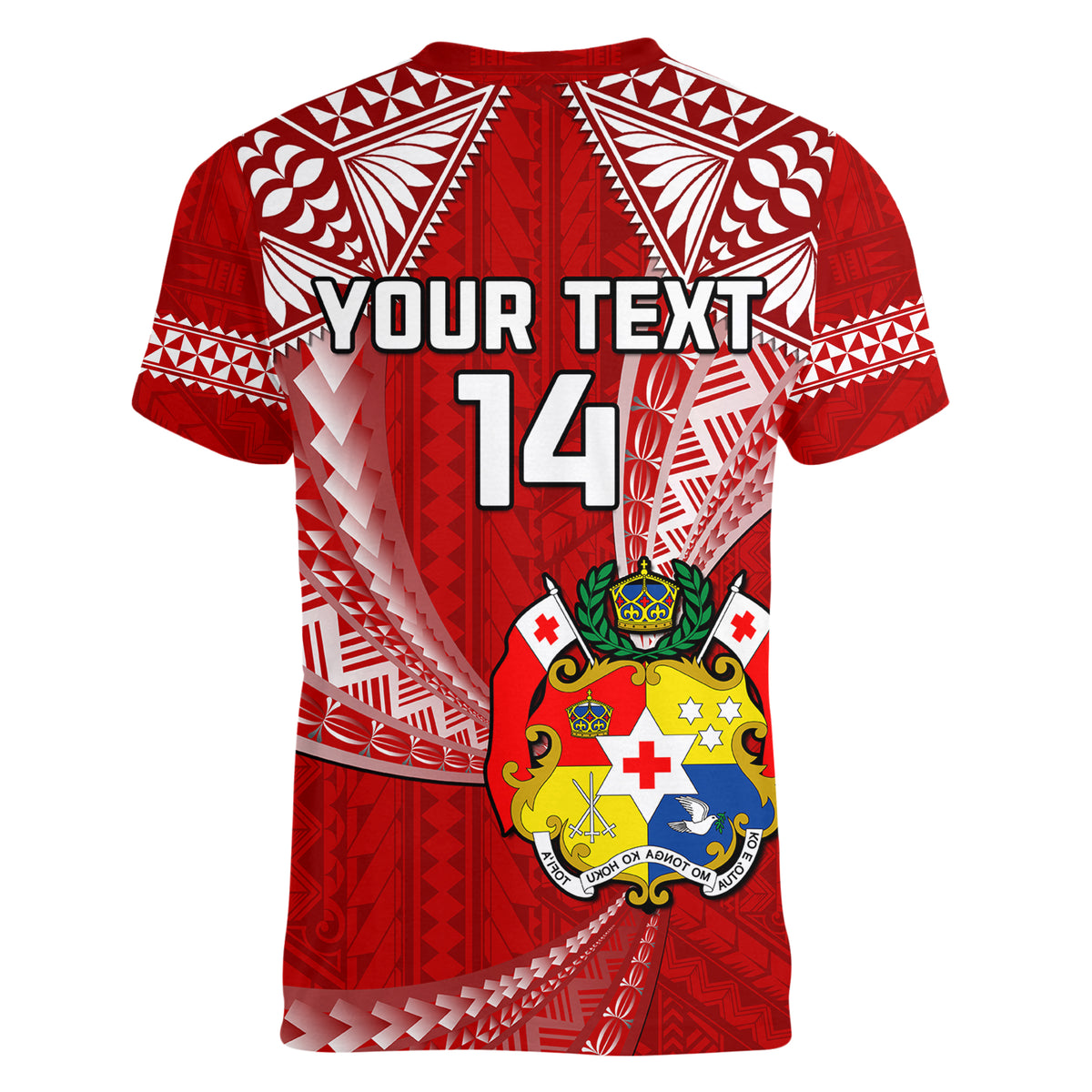 (Custom Text And Number) Tonga Rugby Women V Neck T Shirt Mate Maa Tonga Pacific Tongan Ngatu - Wonder Print Shop