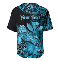 (Custom Personalised) Hawaii Monk Seal Baseball Jersey Polynesian Kakau With Kanaka Turquoise - Wonder Print Shop