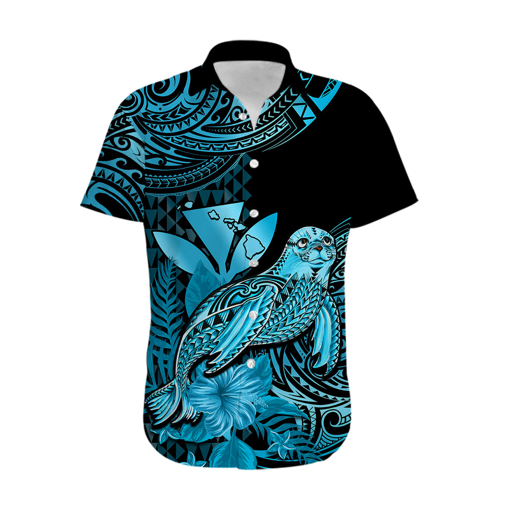 (Custom Personalised) Hawaii Monk Seal Hawaiian Shirt Polynesian Kakau With Kanaka Turquoise - Wonder Print Shop