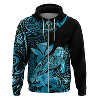 Custom Hawaii Monk Seal Hoodie Polynesian Kakau With Kanaka Turquoise - Wonder Print Shop