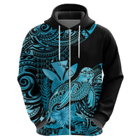 Custom Hawaii Monk Seal Hoodie Polynesian Kakau With Kanaka Turquoise - Wonder Print Shop