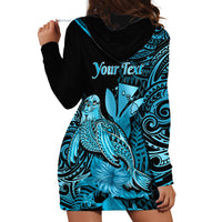 (Custom Personalised) Hawaii Monk Seal Hoodie Dress Polynesian Kakau With Kanaka Turquoise - Wonder Print Shop
