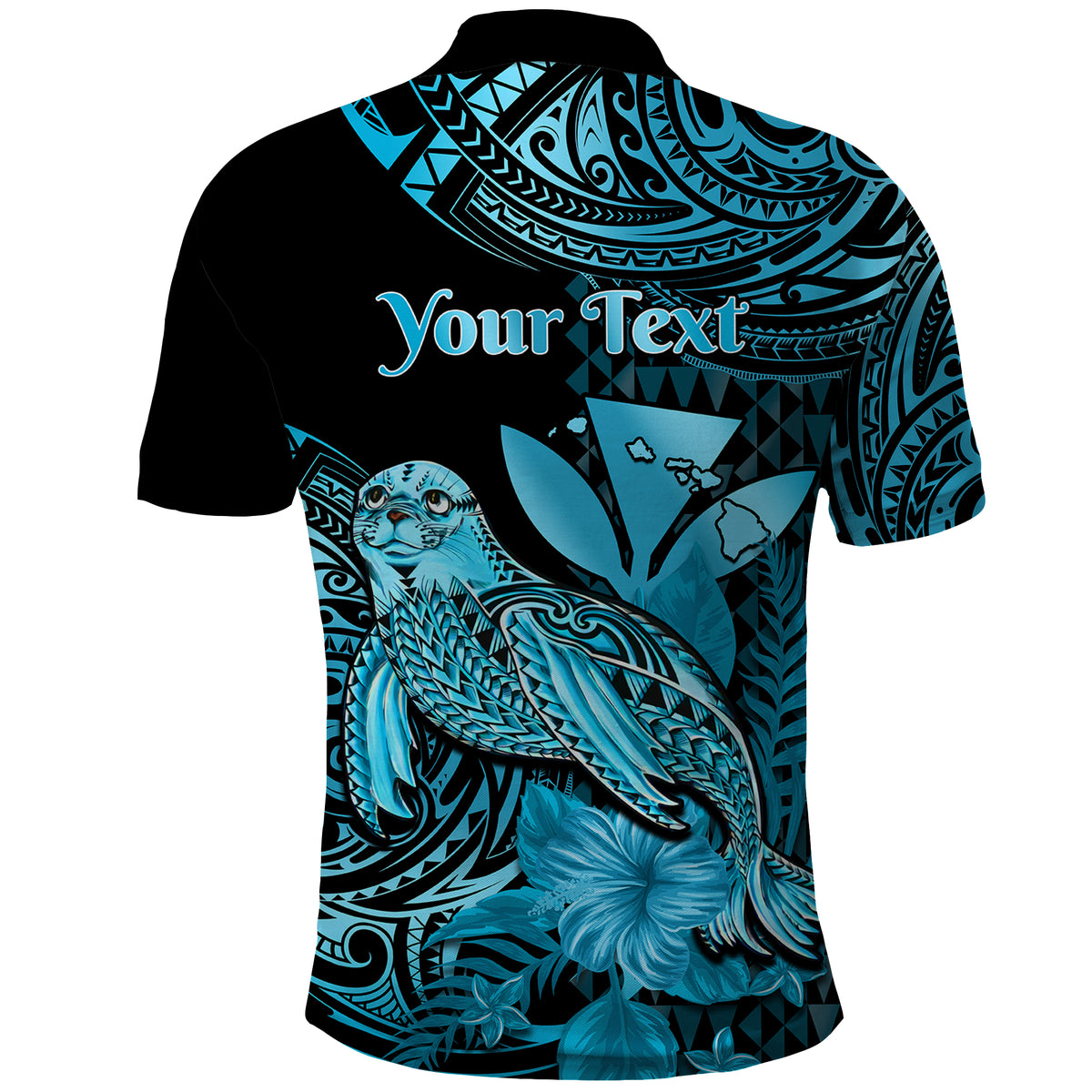 Custom Monk Seal Hawaii Polo Shirt Polynesian Kakau With Kanaka Turquoise - Wonder Print Shop