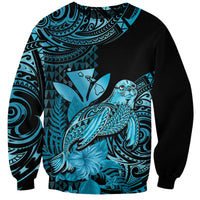 (Custom Personalised) Hawaii Monk Seal Sweatshirt Polynesian Kakau With Kanaka Turquoise - Wonder Print Shop
