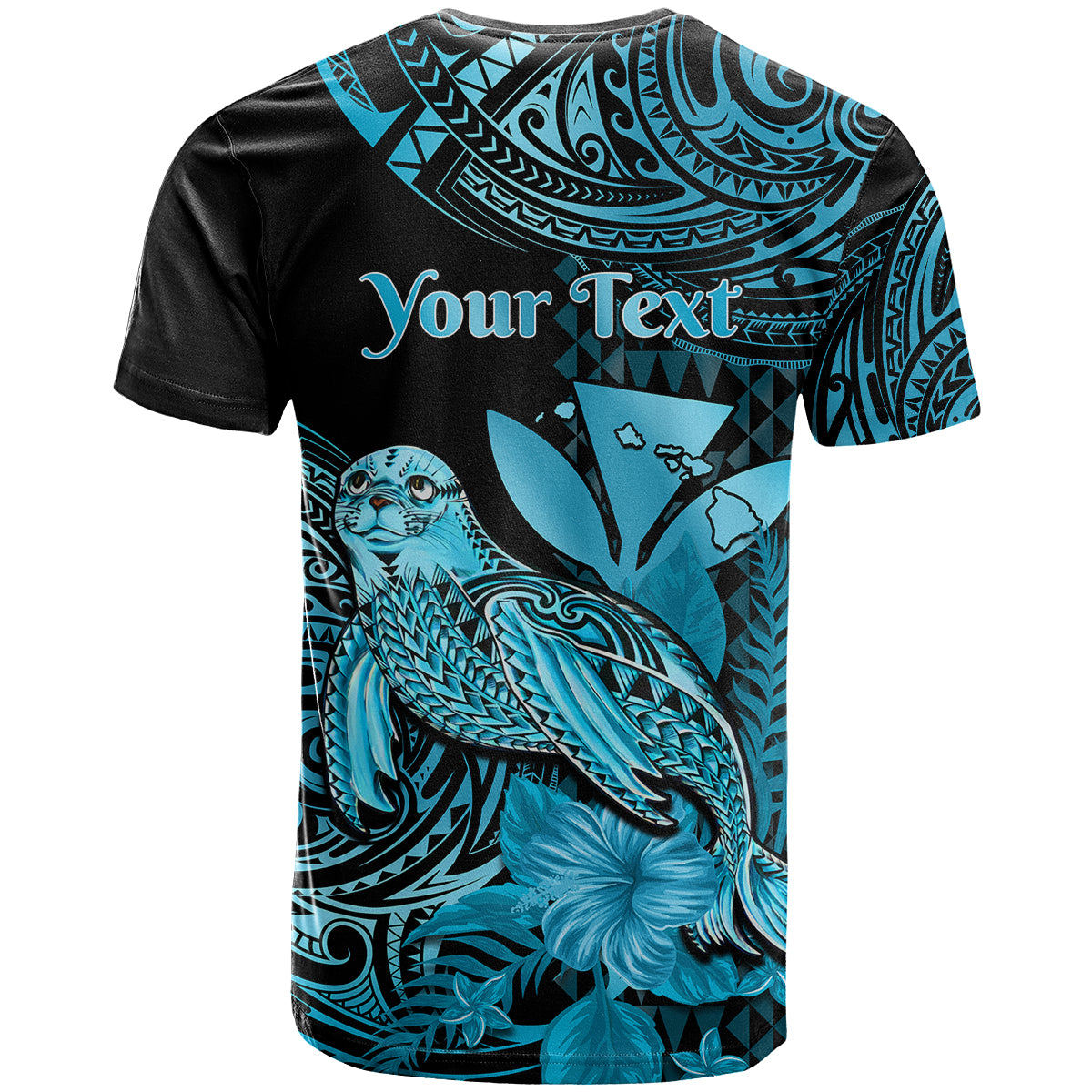 Custom Hawaii Monk Seal T Shirt Polynesian Kakau With Kanaka Turquoise - Wonder Print Shop