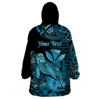 (Custom Personalised) Hawaii Monk Seal Wearable Blanket Hoodie Polynesian Kakau With Kanaka Turquoise - Wonder Print Shop