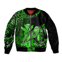 (Custom Personalised) Hawaii Monk Seal Bomber Jacket Polynesian Kakau With Kanaka Green - Wonder Print Shop