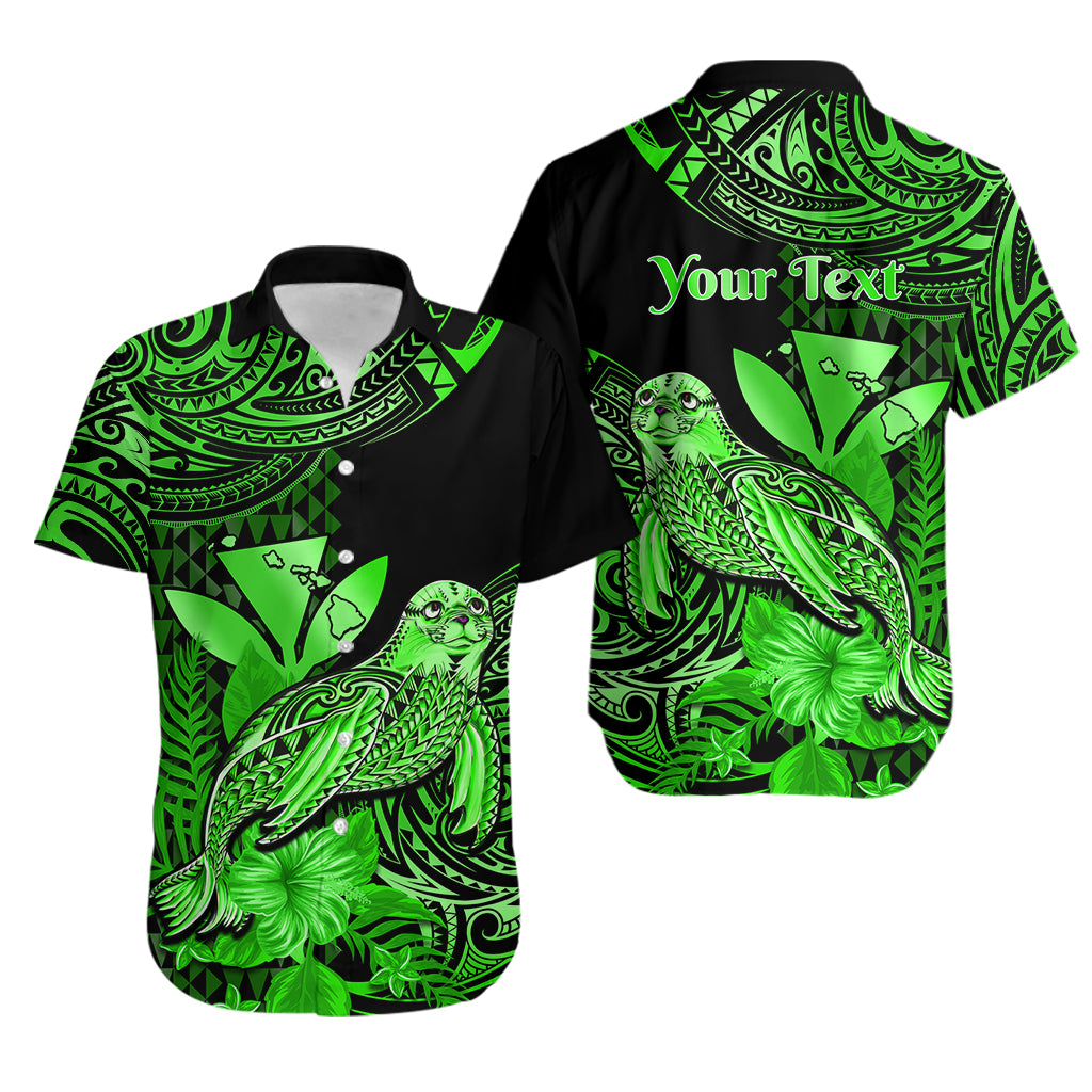 (Custom Personalised) Hawaii Monk Seal Hawaiian Shirt Polynesian Kakau With Kanaka Green - Wonder Print Shop