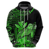 Custom Hawaii Monk Seal Hoodie Polynesian Kakau With Kanaka Green - Wonder Print Shop