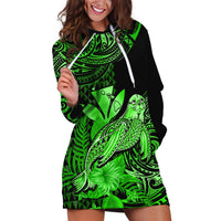 (Custom Personalised) Hawaii Monk Seal Hoodie Dress Polynesian Kakau With Kanaka Green - Wonder Print Shop
