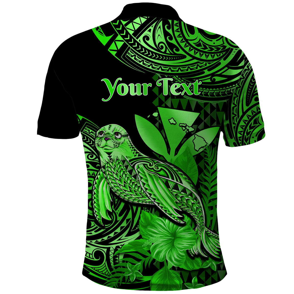 Custom Monk Seal Hawaii Polo Shirt Polynesian Kakau With Kanaka Green - Wonder Print Shop
