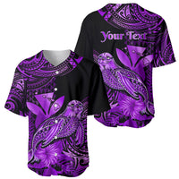 (Custom Personalised) Hawaii Monk Seal Baseball Jersey Polynesian Kakau With Kanaka Purple - Wonder Print Shop